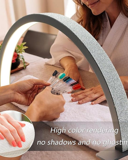 Half Moon Nail Desk Lamp, Half Moon Light for Nail Desk,Arch Light for Nail Techs,Nails lamp Sparkle,Bright Light,Without Shadows,Large Work Space,White,22IN - LeafyLoom