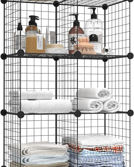 HOMIDEC Wire Cube Storage, Storage Shelves 6 Cube Bookshelf Bookcase Closet Organizer and Storage, Wire Storage Shelves Multi-Use DIY Storage Cube Shelf for Books, Toys, Clothes, Tools - LeafyLoom