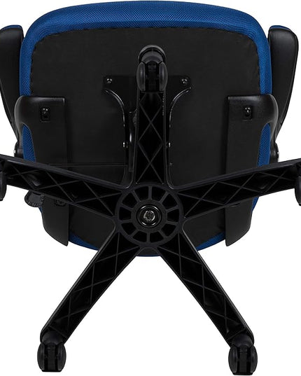 Flash Furniture Porter High-Back Swivel Office Chair with Adjustable Lumbar Support and Seat Height, Ergonomic Mesh Desk Chair with Flip-Up Armrests, Blue/Black - LeafyLoom