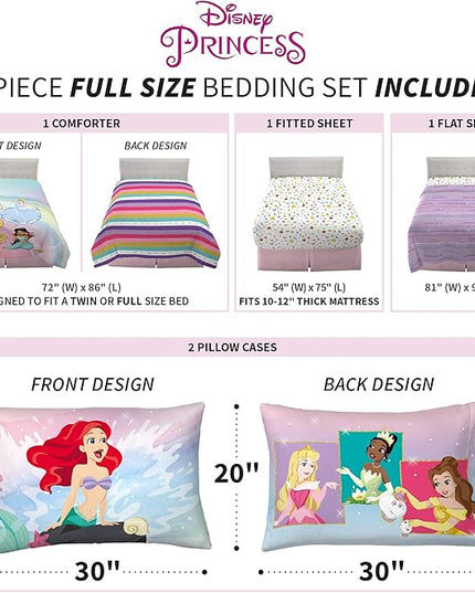 Disney Princess Ariel Kids Bedding Super Soft Comforter And Sheet Set, 5 Piece Full Size, "Official" Disney Product By Franco - LeafyLoom