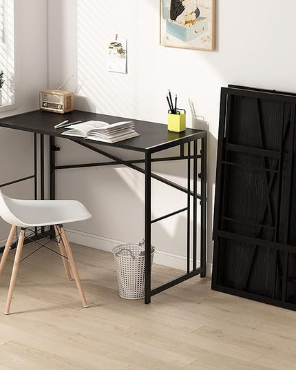EMODA Folding Computer Desk 40 inch, No Assembly Needed Home Office Table Study Writing Gaming Desk, Black - LeafyLoom