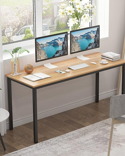 sogesfurniture Computer Desk 63 inches Large Size Office Desk Gaming Desk Computer Table with BIFMA Certification Sturdy Office Desk Writing Desk,Teak with Black Leg BHUS-AC3BB-160 - LeafyLoom