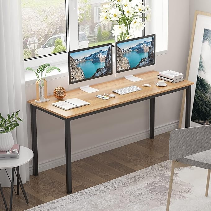 sogesfurniture Computer Desk 63 inches Large Size Office Desk Gaming Desk Computer Table with BIFMA Certification Sturdy Office Desk Writing Desk,Teak with Black Leg BHUS-AC3BB-160 - LeafyLoom