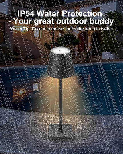 2 Pack LED Cordless Rechargeable Table Lamp, 5200mAh Battery Operated Desk Lamp Table Light, Aluminum Shell, 3 Color Stepless Dimming Up Waterproof for Coffee Table/Indoor/Camping (Black) - LeafyLoom