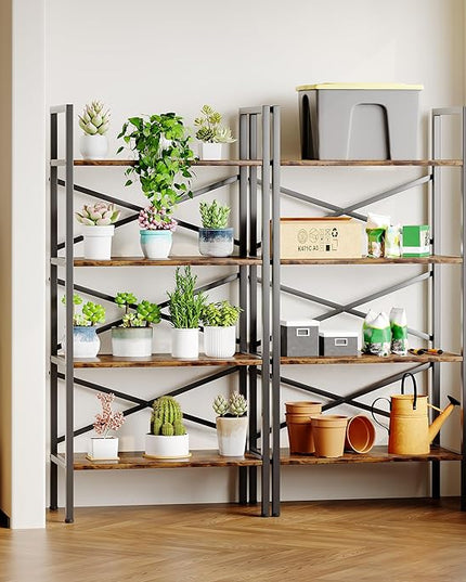 4 Tier Bookshelf 23.6" Width, Kids Bookshelf with Storage, Small Bookcase with Open Shelves, Storage Organization for Bedroom, Living Room and Home Office,Rustic Brown - LeafyLoom
