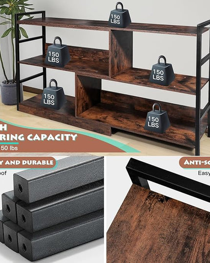 Deformable TV Stand, Entertainment Center with Storage, Open Shelves Modern Television Stands for 55 Inch TV, Wood TV Console Entryway Table Media Console Cabinet for Bedroom Living Room - LeafyLoom