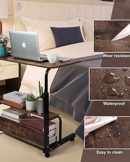 Portable Computer Desk Adjustable Home Office Desk Bedside Universal Movable Table Small Spaces Furniture Storage Convenient Desk Home Office Living Room Sofa Desk Size 15.7 * 31.5 Inch,Brownish - LeafyLoom