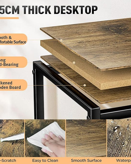Gimars Upgrade 47” Computer Home Office Desk with Monitor Stand, Rustic Writing Desk with Adjustable Shelves & Large Bookshelf, Easy Assembly Gaming Desk, Spacious, Modren Design for Home Office - LeafyLoom