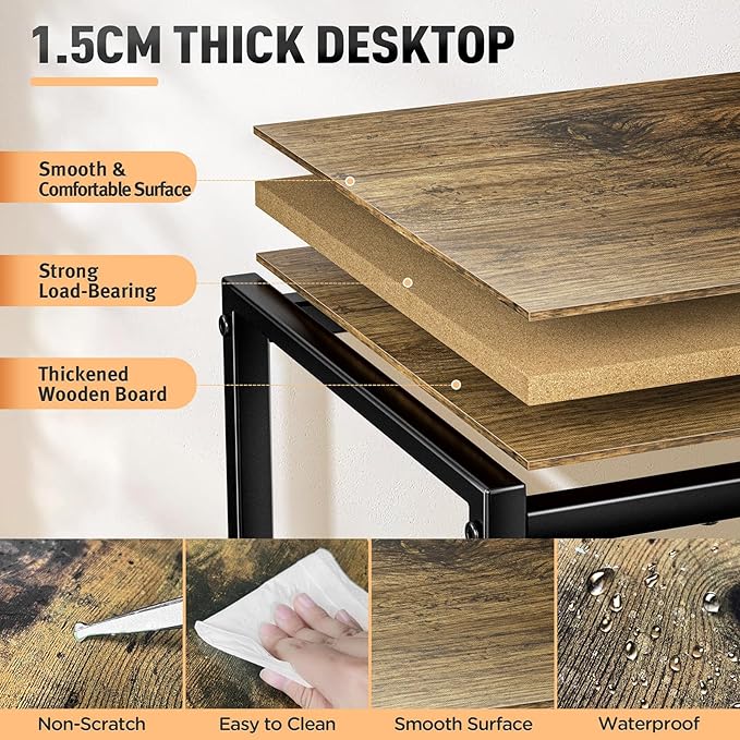 Gimars Upgrade 47” Computer Home Office Desk with Monitor Stand, Rustic Writing Desk with Adjustable Shelves & Large Bookshelf, Easy Assembly Gaming Desk, Spacious, Modren Design for Home Office - LeafyLoom