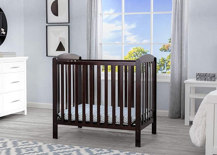 Delta Children Emery Mini Convertible Baby Crib with 2.75-inch Mattress, Dark Chocolate - LeafyLoom