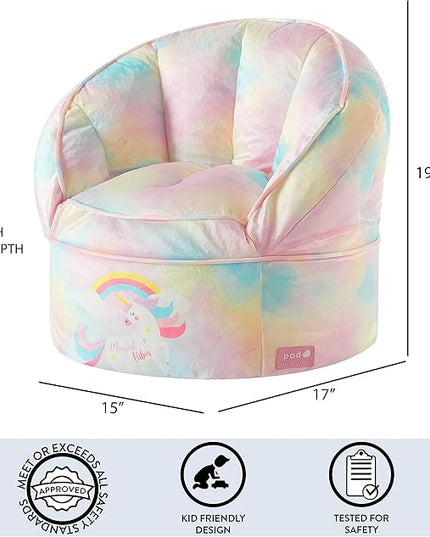 Idea Nuova Unicorn Round Bean Bag Chair for Kids, Ages 3+, Large - LeafyLoom