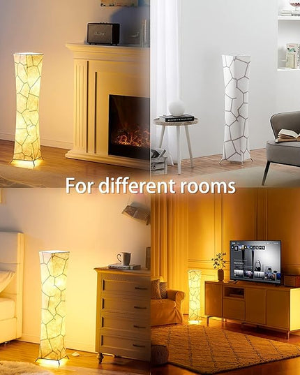 chiphy Floor Lamp, 39" Tall Standing Lamp, 3 Levels Adjustable Brightness LED Bulbs, Column Floor Light, Marble Gradient Fabric Lampshade, Home Decor for Living Room, Bedroom, Kids Room - LeafyLoom