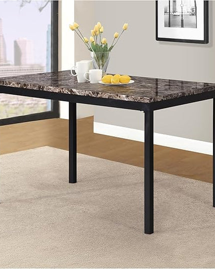 Roundhill Furniture 5 Piece Citico Metal Dinette Set with Laminated Faux Marble Top - Black - LeafyLoom