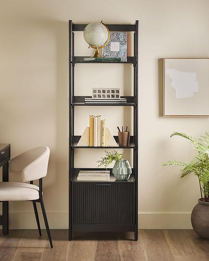 Walker Edison Modern Narrow Open Bookshelf Bottom, 22 Inch, One-Drawer Black - LeafyLoom