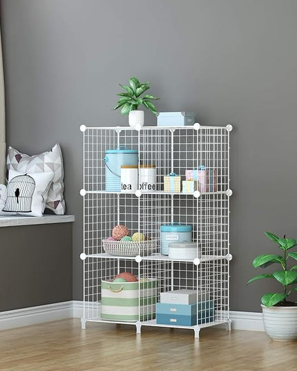 HOMIDEC Wire Cube Storage, Storage Shelves 6 Cube Bookshelf Bookcase Closet Organizer and Storage, Wire Storage Shelves Multi-Use DIY Storage Cube Shelf for Books, Toys, Clothes, Tools - LeafyLoom