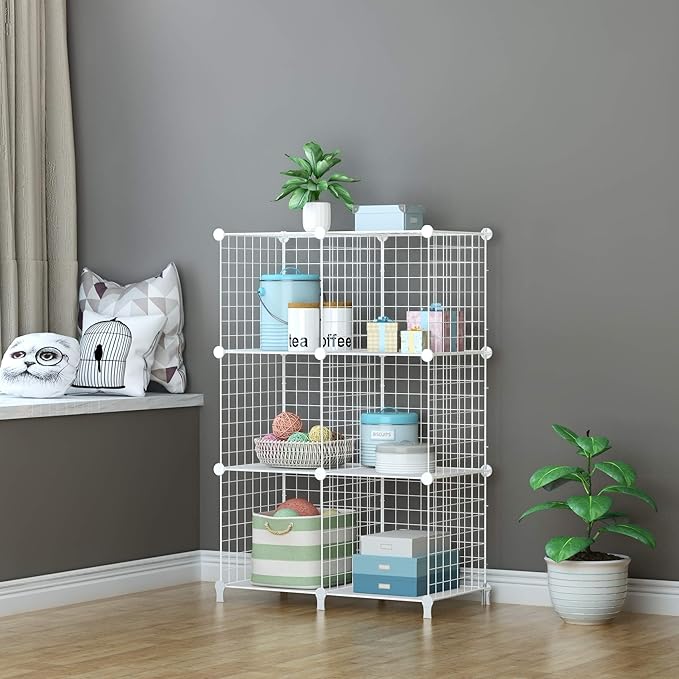HOMIDEC Wire Cube Storage, Storage Shelves 6 Cube Bookshelf Bookcase Closet Organizer and Storage, Wire Storage Shelves Multi-Use DIY Storage Cube Shelf for Books, Toys, Clothes, Tools - LeafyLoom