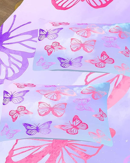 Tailor Shop Butterfly Comforter Sets Twin Size,Purple Butterfly Bedding Sets for Girls Kids Teens with 1 Pillowcase… - LeafyLoom