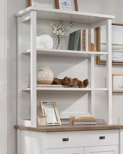 Sauder Cottage Road Library Hutch, White finish - LeafyLoom