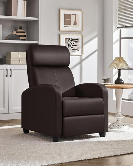 Yaheetech Recliner Chair Faux Leather Recliner Sofa Adjustable Modern Recliner Seat Club Chair Home Theater Seating Brown - LeafyLoom