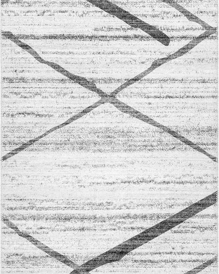 nuLOOM Trellis Stripes Machine Washable Ultra Thin Runner Rug, 2' 6" x 8', Light Grey - LeafyLoom