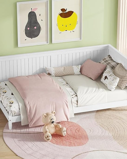 Bellemave Twin Size Wood Daybed, Wood DayBed Sofa Bed Frame for Living Room Bedroom,Solid Wood Daybed Twin Size Sofa Bed Frame with Wood Slat Support,No Box Spring Needed,White - LeafyLoom