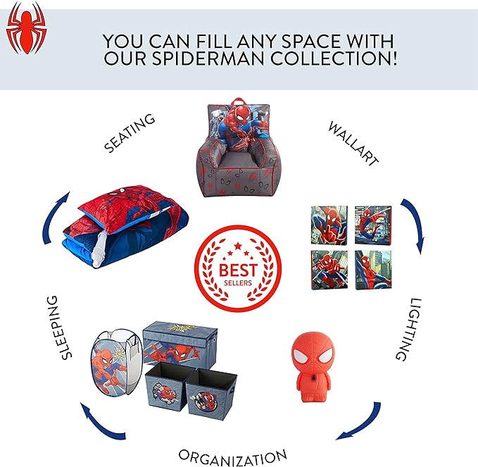 Idea Nuova Marvel Spiderman Plush Shade Stick Table Lamp, Red - LeafyLoom