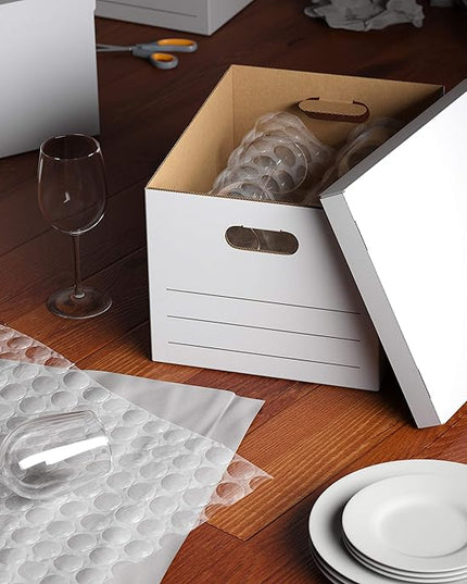 Amazon Basics Storage and Filing Boxes With Lid and Handles, Legal/Letter Size, Basic Duty, Pack of 20, White, 16.2" L x 12.5" W x 10.5" H - LeafyLoom