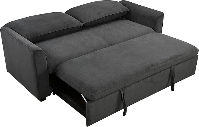 3 in 1 Oversized Convertible Loveseat Sleeper Sofa Bed,Soft Corduroy Upholstered Queen Love Seats Sofabed W/Pull Out Sleep Couch,Comfortable Cushions and Padded Armrests for Living Room - LeafyLoom