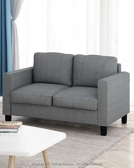 Furinno Bayonne Modern Upholstered Loveseat/Sofa Couch for Living Room, Gunmetal - LeafyLoom