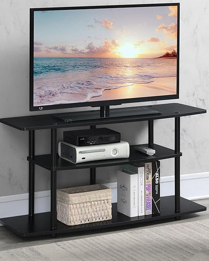 Convenience Concepts Designs2Go 3-Tier Wide TV Stand, 42", Black/Black - LeafyLoom