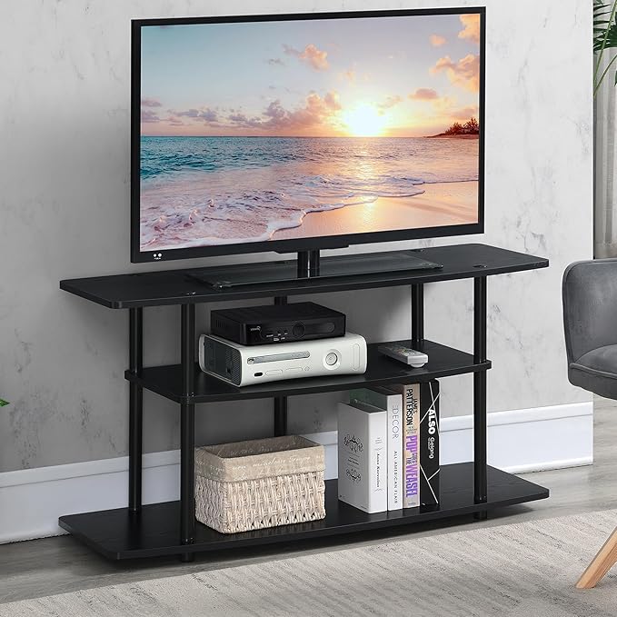 Convenience Concepts Designs2Go 3-Tier Wide TV Stand, 42", Black/Black - LeafyLoom