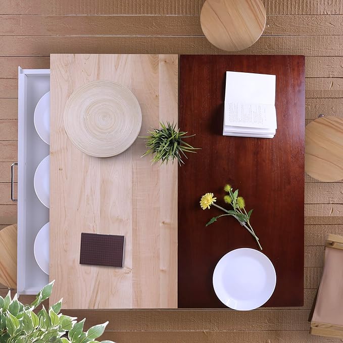 Casual Home Solid Hardwood Top, Natural/White, 40" W (373-91) Kitchen Island, Natural&White - LeafyLoom