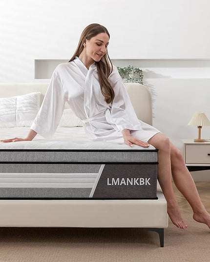 Queen Mattress, 14 Inch Innerspring Hybrid Mattress in a Box with Gel Memory Foam, Individually Wrapped Encased Coil Pocket Spring Mattress, Pressure Relief, Medium Firm Support,60"*80"*14"… - LeafyLoom