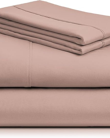 LuxClub Twin XL Sheets - Soft Twin Bed Sheets for-Boys-and-Girls-4 PC Deep Pockets 18" Eco Friendly Wrinkle Free-Kids-Fitted Sheets Machine Washable Hotel Bedding Silky Soft - Pearl Pink Twin XL - LeafyLoom
