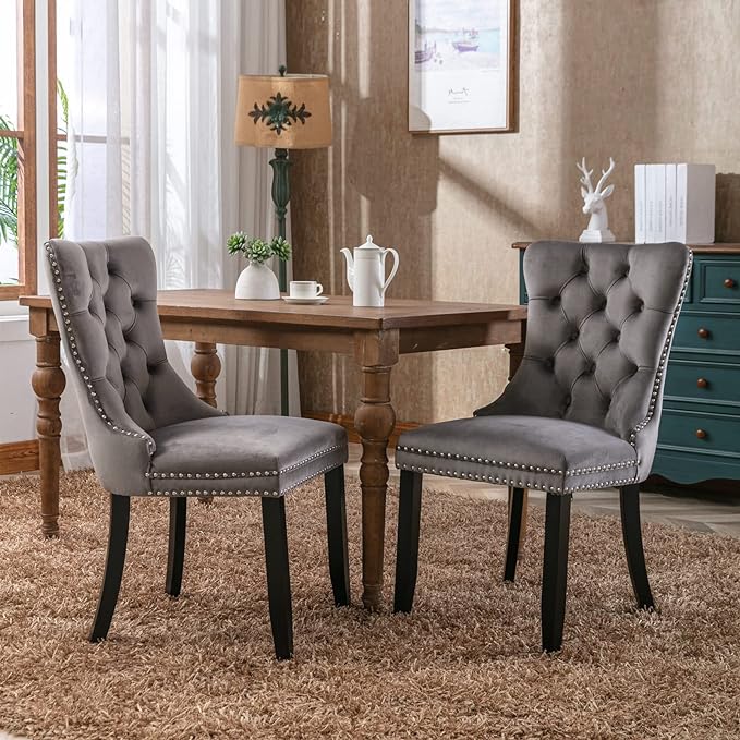 NicBex Haerin-SD-00097-LWJ Dining Chairs, 25.5"x19.7"x37.4", Deep Gray - LeafyLoom