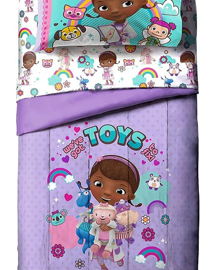 Jay Franco Disney Junior Doc McStuffins Hospital 5 Piece Twin Bed Set - includes Reversible Comforter & Sheet Set - Super Soft Fade Resistant Microfiber (Official Disney Junior Product) - LeafyLoom