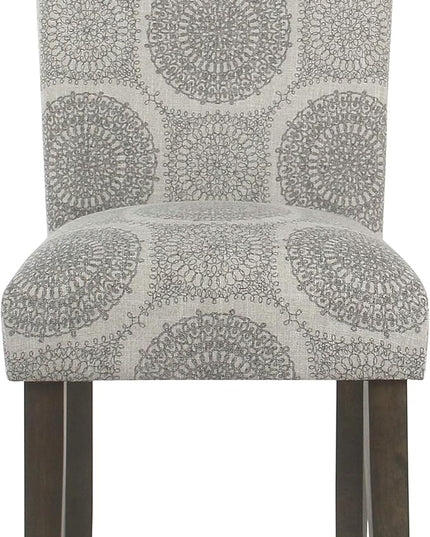 HomePop Parsons Classic Upholstered Accent Dining Chair, Set of 2, Grey Medallion - LeafyLoom