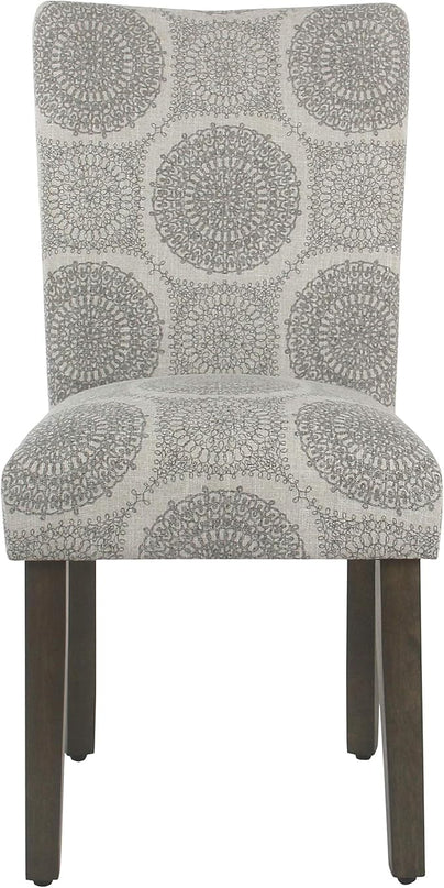 HomePop Parsons Classic Upholstered Accent Dining Chair, Set of 2, Grey Medallion - LeafyLoom