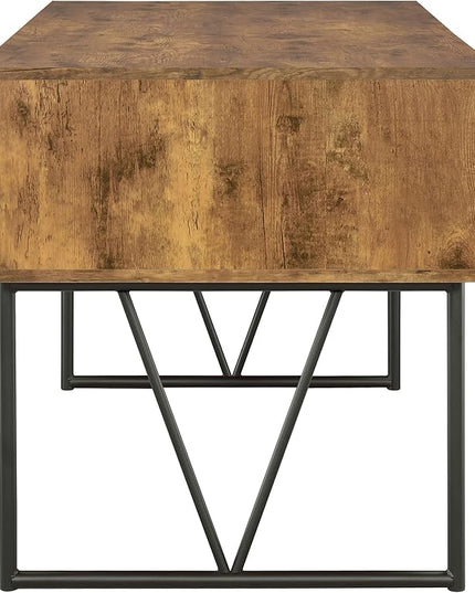 Coaster Home Furnishings Analiese Rustic 63-Inch 4-Drawer Home Office Computer Writing Desk Study Table with Storage Engineered Eco-Friendly Wood Look Laminate Sturdy Steel Base Rustic Nutmeg 800999 - LeafyLoom