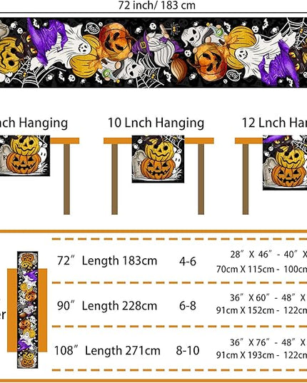 Halloween Table Runner Pumpkin Black Cat Halloween Table Runners 72 Inches Long Happy Halloween Boo Ghost Theme Decor for Kitchen Dining Table Home Party Decorations Unibyby