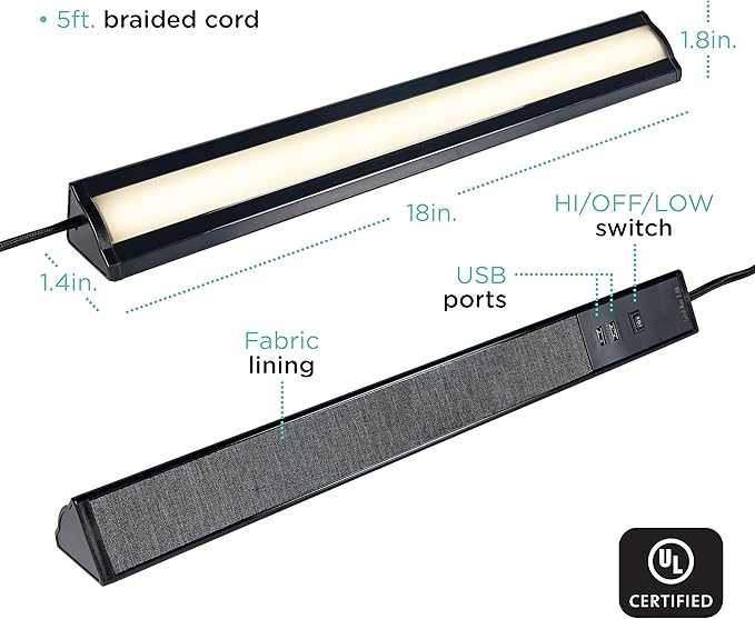 Cordinate LED Light Fixture, Charging Station, Adjustable Light Settings, Wall Installation or Tabletop, Dorm Room Essential, Office, Kitchen, and Bedroom Light, 51766 - LeafyLoom