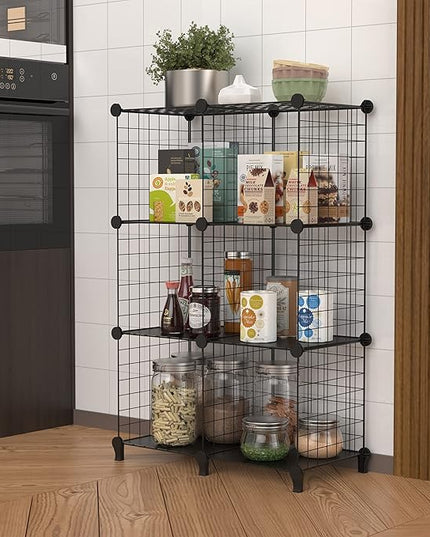 HOMIDEC Wire Cube Storage, Storage Shelves 6 Cube Bookshelf Bookcase Closet Organizer and Storage, Wire Storage Shelves Multi-Use DIY Storage Cube Shelf for Books, Toys, Clothes, Tools - LeafyLoom