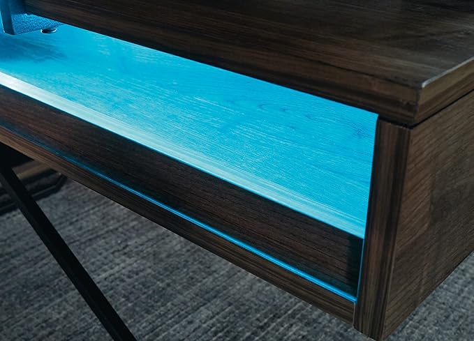 Signature Design by Ashley Barolli Home Office Gaming Desk with Multiuple LED Back Lights, Grayish Brown - LeafyLoom