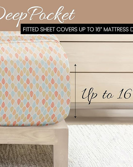 Linen Market 4 Piece King Bedding Sheet Set (Yellow Fall Foliage) - Sleep Better Than Ever with These Ultra-Soft & Cooling Bed Sheets for Your King Size Bed - Deep Pocket Fits 16" Mattress - LeafyLoom