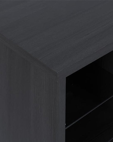 Ameriwood Home Lumina Fireplace TV Stand for TVs up to 70 Inch, Replaceable Electric Fireplace Insert Heater, Remote Control, Timer, Color Changing LED Lights, Crystal Ember Flames, Black Oak - LeafyLoom