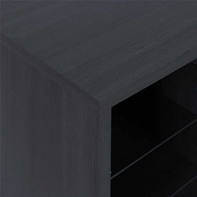 Ameriwood Home Lumina Fireplace TV Stand for TVs up to 70 Inch, Replaceable Electric Fireplace Insert Heater, Remote Control, Timer, Color Changing LED Lights, Crystal Ember Flames, Black Oak - LeafyLoom