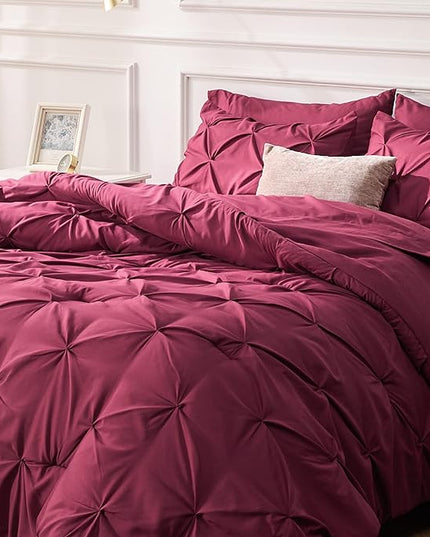 Bedsure Full Size Comforter Sets - Bedding Sets Full 7 Pieces, Bed in a Bag Burgundy Bed Sets with Comforter, Sheets, Pillowcases & Shams - LeafyLoom