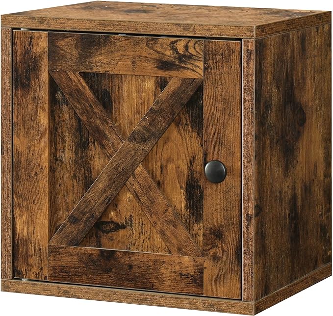 Magic DIY Cube Storage Organizer Stackable Cubes for Home Books Clothes Toy -Modular Cubby Storage System -Closet Organizer -Bookcase Closet (Antique brown, Door Cube) - LeafyLoom