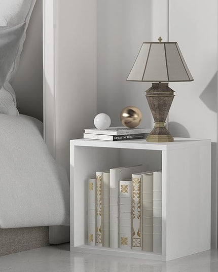 Magic DIY Cube Storage Organizer -Cube Storage Shelf -Wood Storage Cubes -Stackable Cubes Perfect for Books Clothes Toy(Pure White-Washed, General Cube) - LeafyLoom