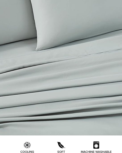 UGG 11824 Alahna Twin Bed Sheets and Pillowcases 3-Piece Set Sleep in Luxury Machine Washable Deep Pockets Wrinkle-Resistant Breathable Cozy Comfort Silky Cooling Sheets, Twin, Mineral - LeafyLoom